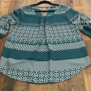 Papermoon Mixed Boho Pattern 3/4 Tab Sleeve Blouse